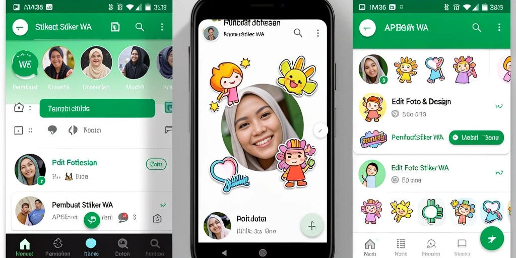 Tampilan antarmuka pengguna aplikasi Pembuat Stiker WA yang memudahkan kreasi.