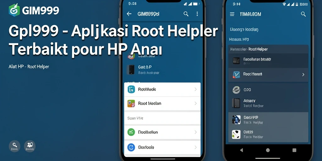 Antarmuka aplikasi GIM999 dengan berbagai fitur Root Helper yang menarik.