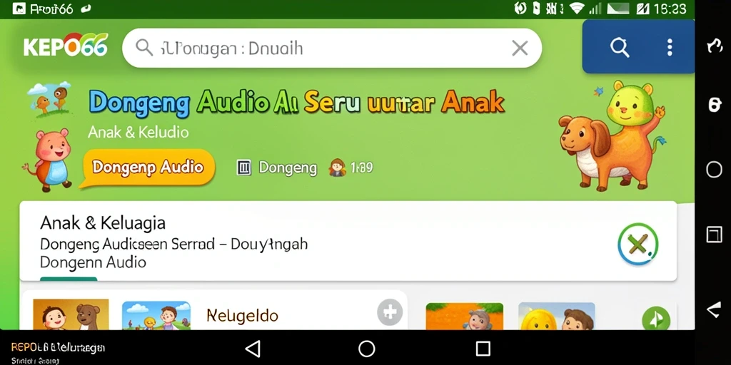 Antarmuka KEPO66 yang ramah anak dengan pilihan dongeng audio.