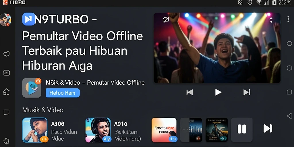 Antarmuka N9TURBO yang menarik dan fungsional untuk pemutar video offline.