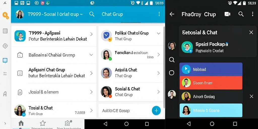 Tampilan antarmuka T9999 untuk chat grup yang interaktif.