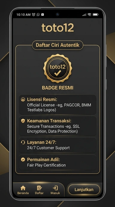 Tampilan kanal resmi toto12